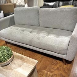 Gray Mid Century Modern Tufted Sofa