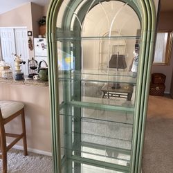 Vintage Lighted Curio Cabinet – Arched Glass Display