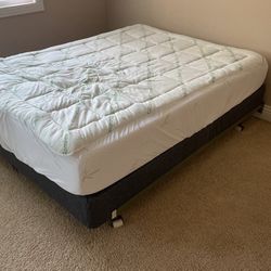 Queen Bed Frame, Box Spring, And Mattress 