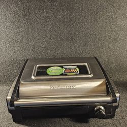 Like New Hamilton Beach Indoor Searing Grill With Cooking Window Stainless Steel Finish 