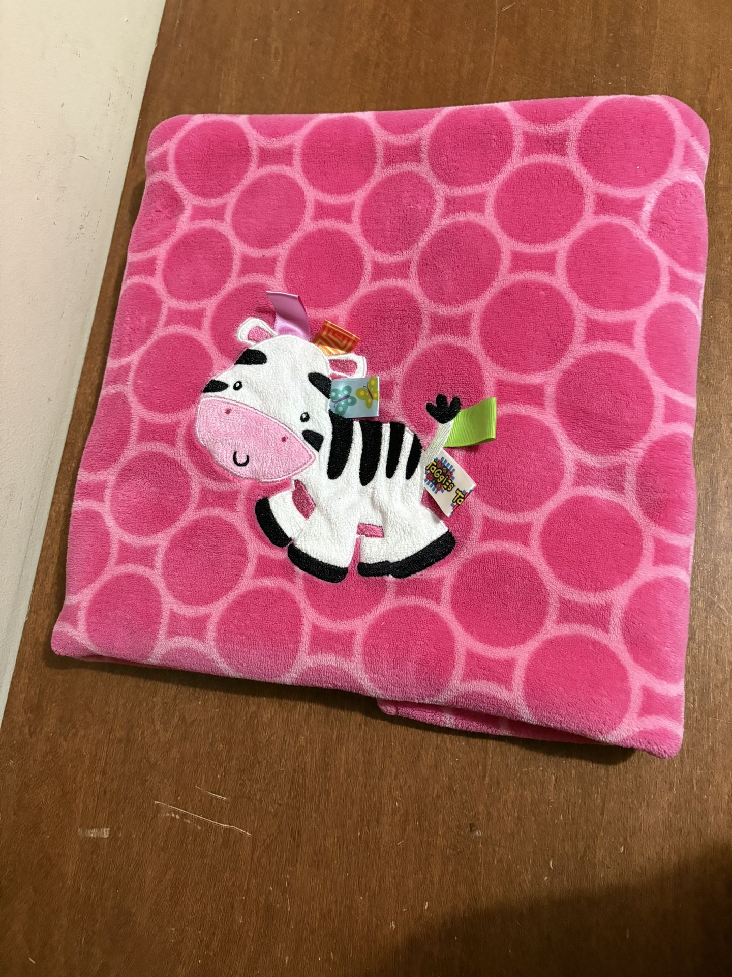 Taggies Pink Polka Dot Blanket