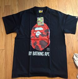 Black Bape shirt w red camo logo