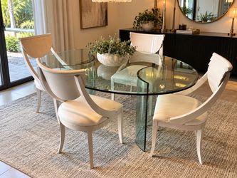 Heat glass dinning table and 4 genuine pietro constantini chairs