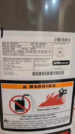 Richmond 75 Gallon Powervent Water Heater LP Gas for Sale in Burlington, WI  - OfferUp
