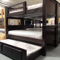 Triple Twin Size Bunk Bed With Mattress Included 