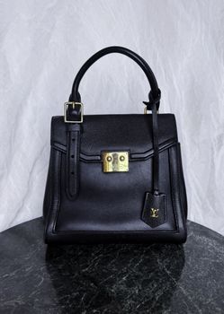 Louis Vuitton The Arch Black Grained Calfskin Top Handle Bag w/Gold Hardware