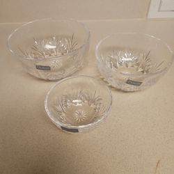 Set of 3 Dublin Collection Crystal Dessert Bowls
