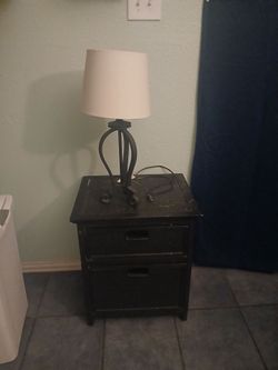 night stand and lamp