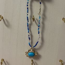 Seed Bead And Crab Charm Anklet