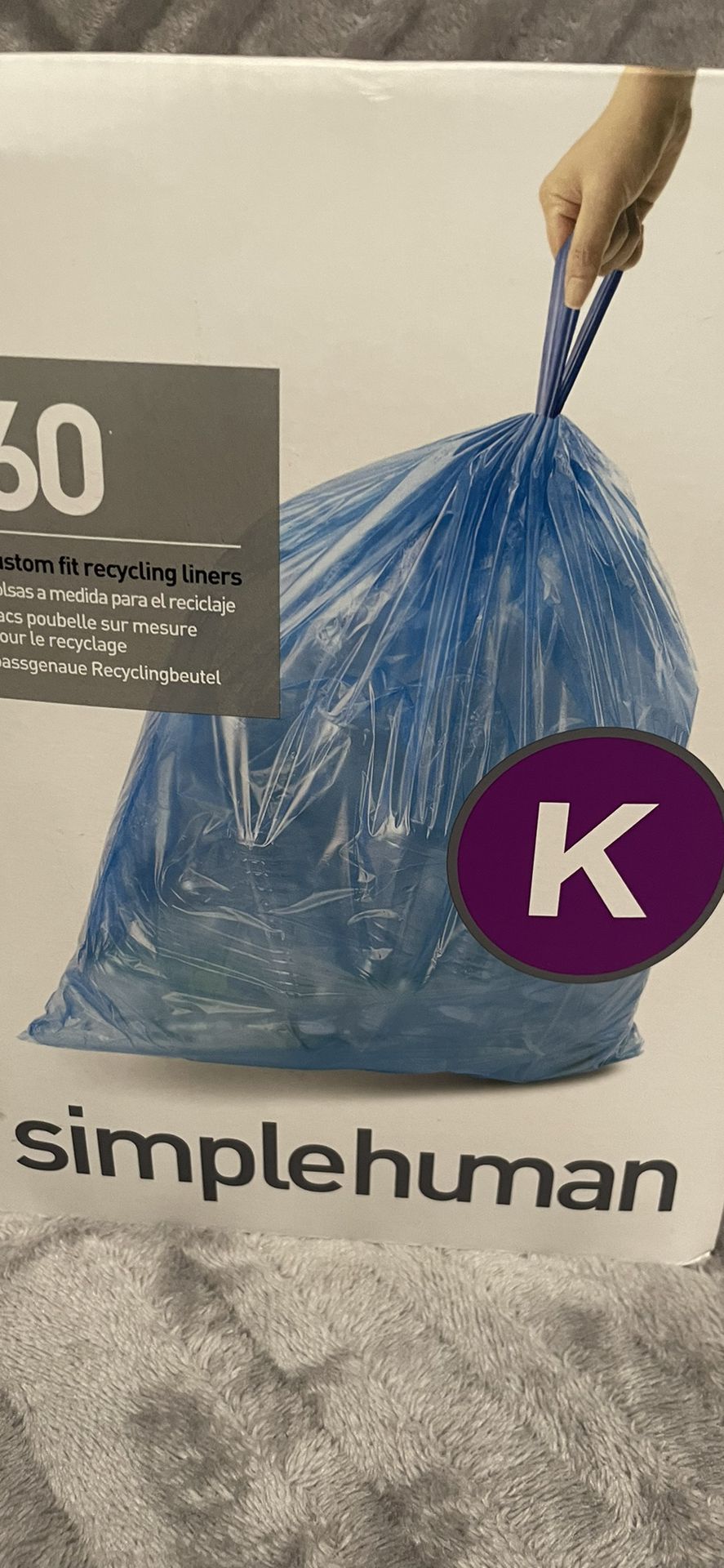 simplehuman Code K Custom Fit Drawstring Trash Bags in Dispenser Packs, 60 Count, 35-45 Liter / 9.2-12 Gallon, Blue