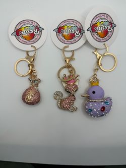 Rhinestone Novelty Keychains Set of 3