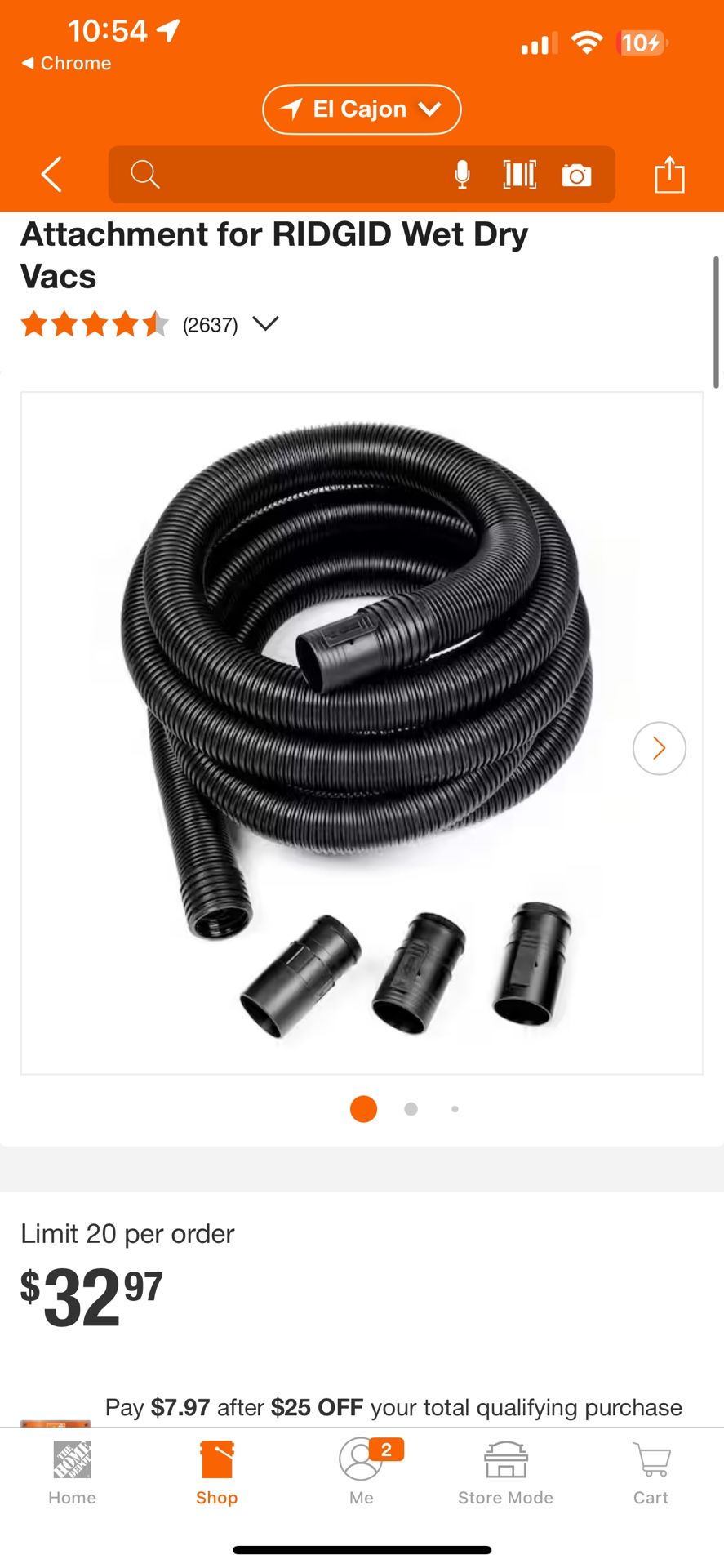 RIDGID 2-1/2 in. x 20 ft. DUAL-FLEX Locking Vacuum Hose Kit Accessory Shop Vacuum Attachment for RIDGID Wet Dry Vacs