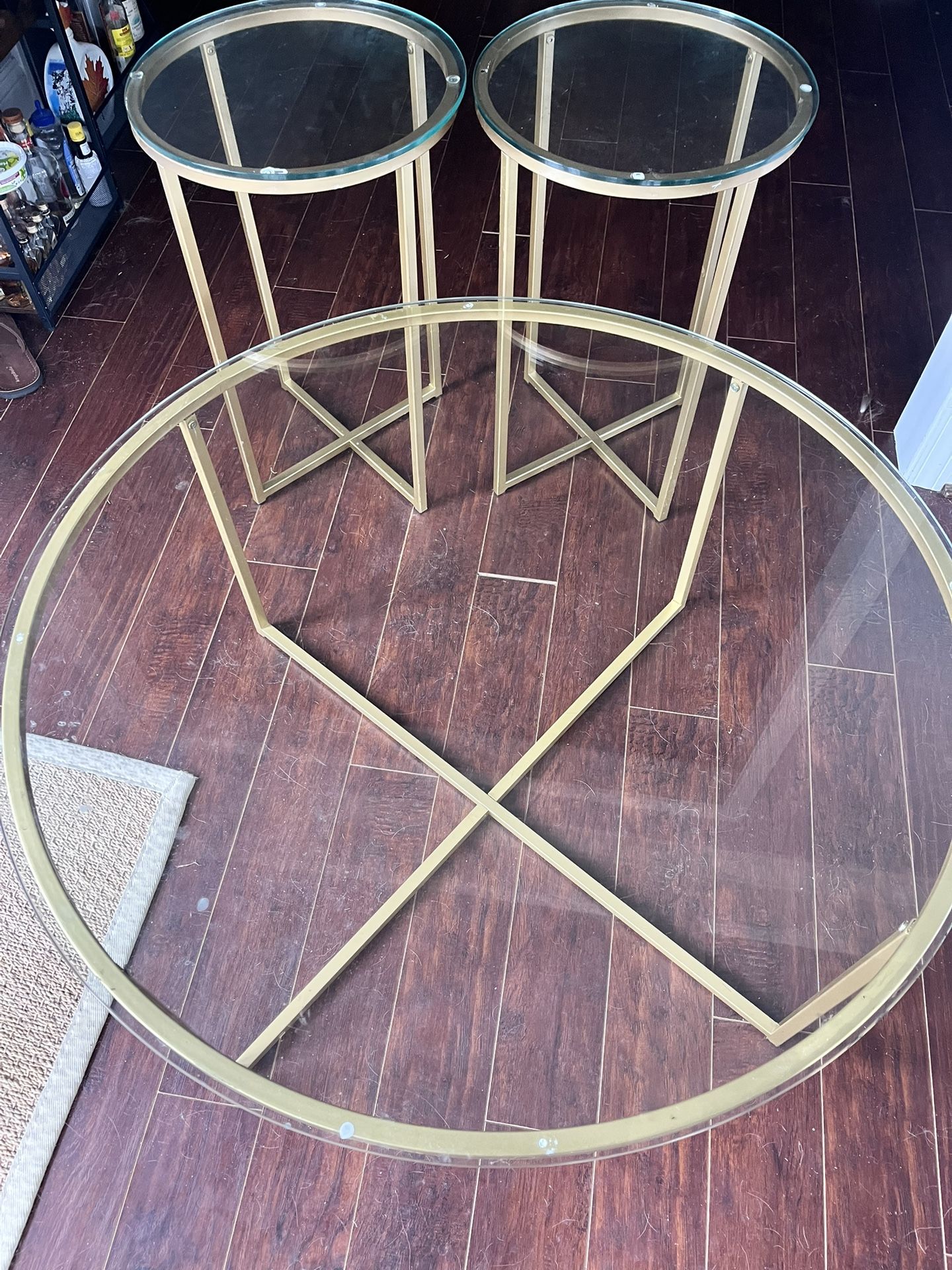 Glass Coffee Table With Matching End Tables