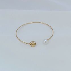 Tory Burch Cuff Style Bracelet With Pearl Gold