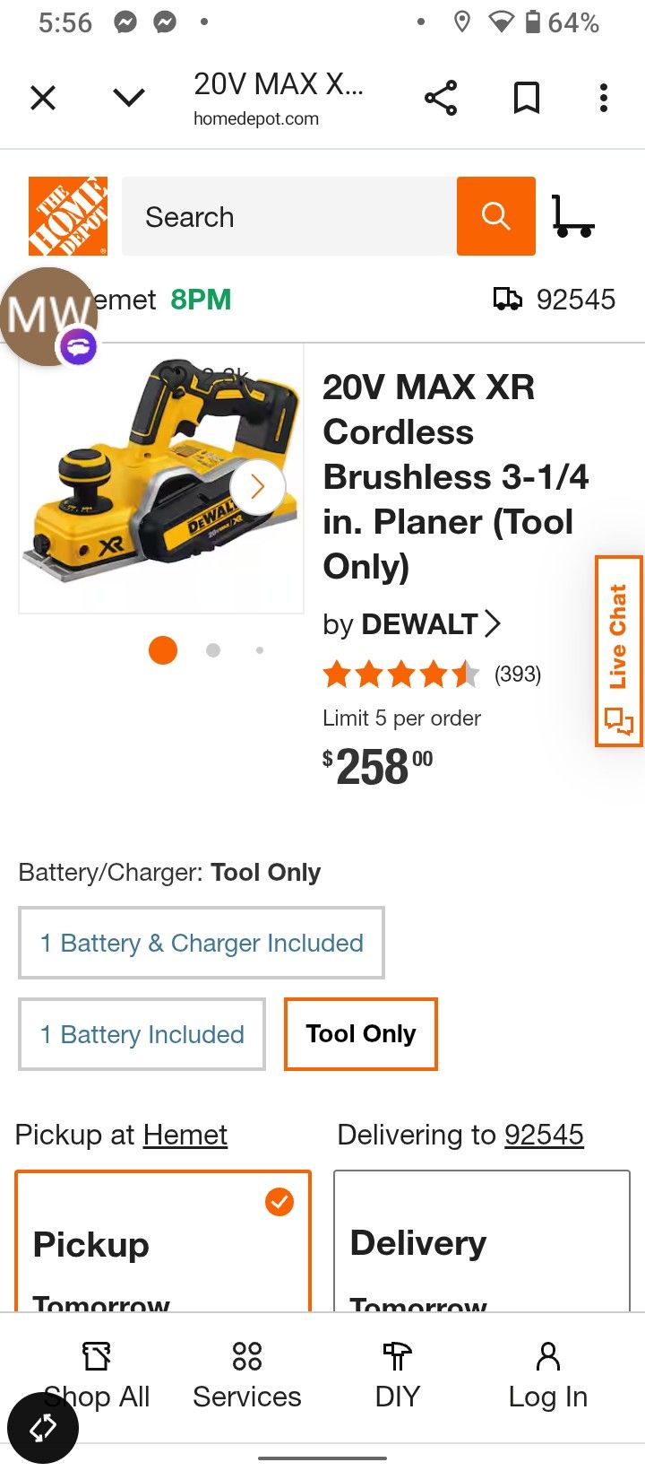 bran j new out of the box DeWalt planer model number DCP 580 type 1
