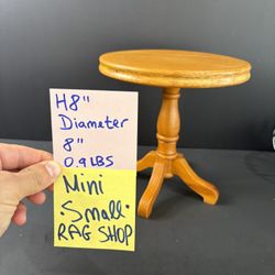 Vintage Rag Shop Miniature Round Oak Pedestal Table 8" Plant Stand Doll Furniture