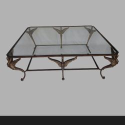 Vintage Swan Glass Two 2 Tier Metal Table Antique