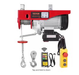 Electric Hoist, 1320 lbs. 220v  Electric Winch with 328 ft. Wireless & 14 ft. Wired Remote Control, 40 ft. Lifting Height