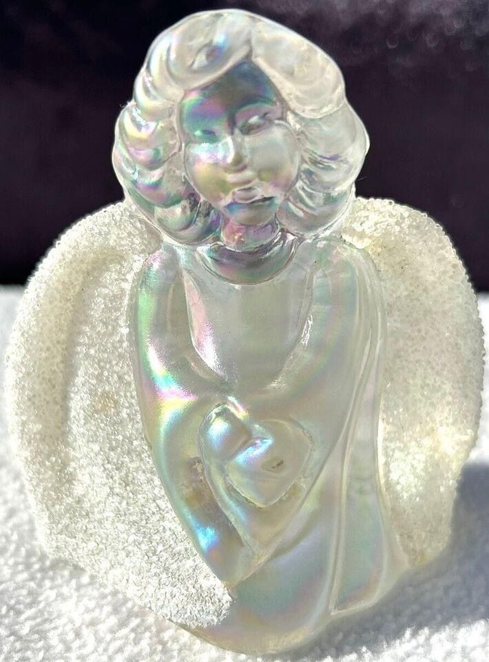 Fenton Iridized Guardian Angel W/Frit - Gorgeous!
