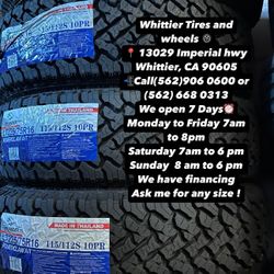 SET OF NEW TIRES, LT225/75R16 ATLANDER AT, INCLUDING MOUNTING AND BALANCING. ASK ME FOR ANY SIZE OR BRAND, LLANTAS NUEVAS