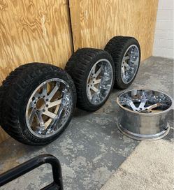 Set of 22x12 Chrome Wheels 8x6.5” Lug Pattern