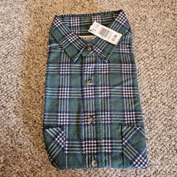 Basic Editions Green Plaid Men's Shirt Size Large