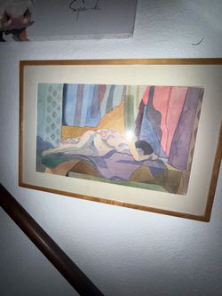 Tired woman painting