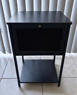 Black Nightstand with Mesh Door