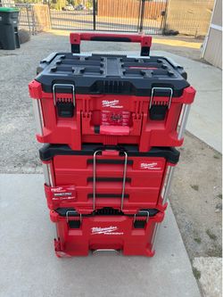 Milwaukee Packout Rolling Tool Box/ (3) Drawer Tool Box / Large Tool Box. (3) Piece Set