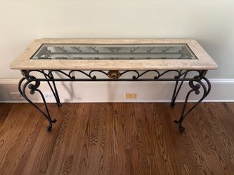 Marble Glass Accent Table