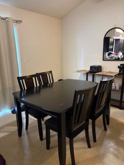 Black Wood Dining Table with 4 Chairs