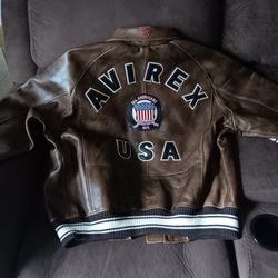 Avirex Leather Jacket Brown Like New Size-Xl