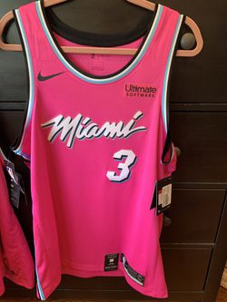 Nike Dwyane Wade Miami Heat Earned Edition Swingman Jersey in Pink