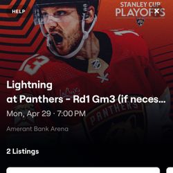 Row 4 & 5 Game 5 Panthers vs TB TONIGHT