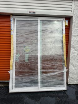 Pella 150 Series 72-in x 96-in x 4-9/16-in Jamb White Vinyl Left-hand Sliding Patio Door with Low-E argon Glass