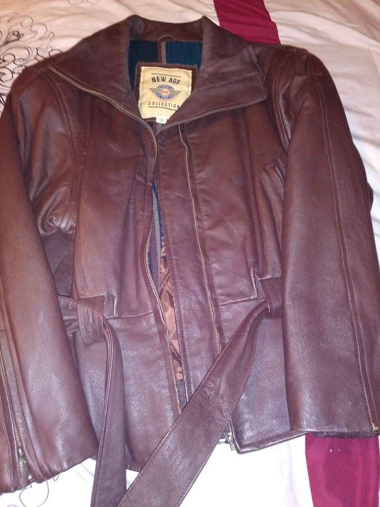 Leather bomber jacket