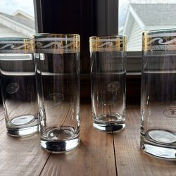 Vintage Italian Gold Rim glasses - set of 4 - J. Preziosi - handcrafted bar ware