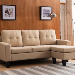 Fabric Tufted Back Reversible Sectional Sofa Set Available In Different Colors 