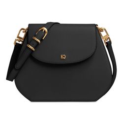 NWT Donna Karan Bellerose Leather Flap Crossbody Black Gold