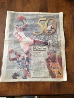 VINTAGE CHICAGO SUN-TIMES CHICAGO BULLS 10/31/96 GOLDEN ANNIVERSAY EDITION NEWSPAPER