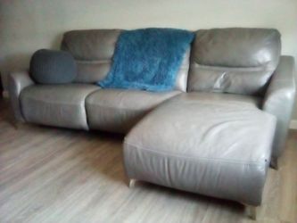 Gray Leather Chaise Sectional ($200 OBO)
