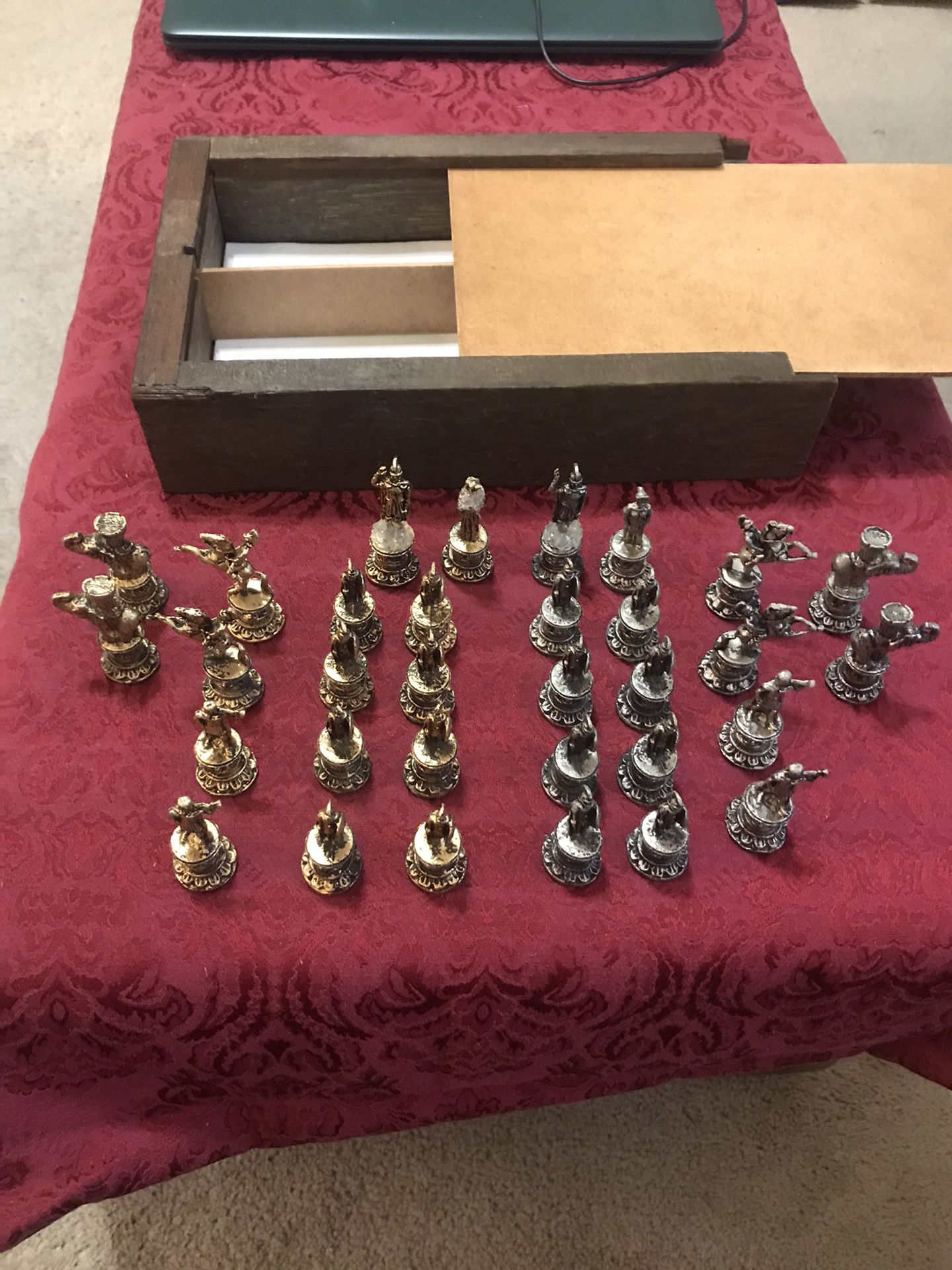 Chess Pawn Set 32 Piece All Here  No Board 3 Broke But Hotglued Together 