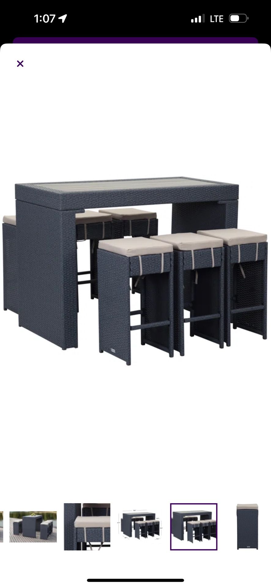 6-Person Wicker Patio With Rectangular Table (cushions included)