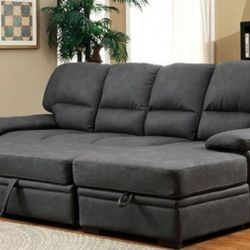Brand New Grey Super Plush Sectional Sofa Storage Sleeper 