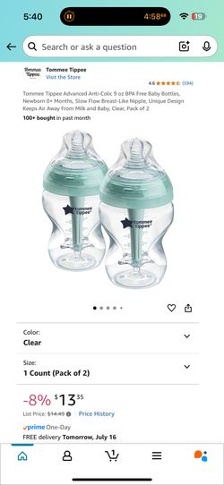 Brand New 2pck Tommee Tippee 9oz Anti-Colic Bottles