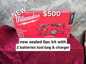 New Milwaukee 6pc tool kit with 2 batteries and charger only $500