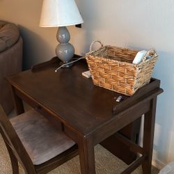 Dark Wood Secretary Desk With Chair