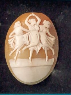 Shell Cameo Three Dancing Graces Oval