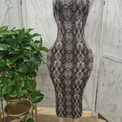 Snake Print Midi Dress