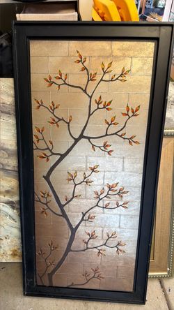 • Pier 1 Imports Large 4-Foot Carved Tree Wood Wall Decor Panel
